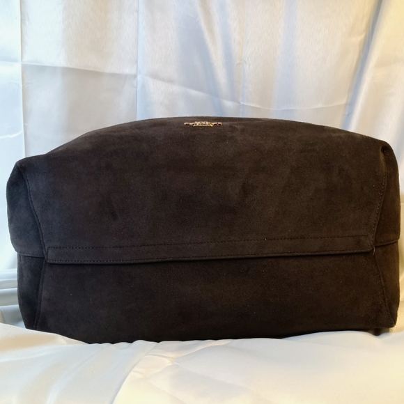 Coach Dark Brown & Cream Reversible Leather Suede Large Market Tote Bag Purse - Picture 9 of 14